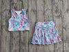 Blue fuchsia swirl printed top and skort. GSD013003 JEAN