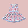 Pink Gingham with pink & Blue bow print. Shorts underneath attached. GSD013020 AMY