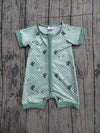 Mint Checkered bull skull printed baby romper. SR030501-AMY