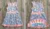 Lt Blue floral printed Hi-Performance dress with undershorts attached. GSD013019-AMY