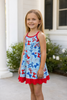 Lt. Blue w/ multi printed patriotic bow Hi-Performance dress w/scallop hem. GSD013014-JEAN
