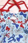 Lt. Blue w/ multi printed patriotic bow Hi-Performance dress w/scallop hem. GSD013014-JEAN