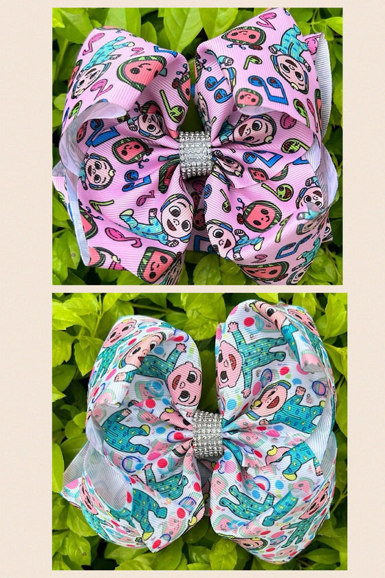 Character printed double layer hair bows. 4pcs/$10.00