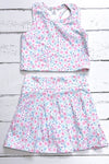 Patel floral & coquette bow printed crop top and pleaded skort. GSD013004-AMY