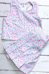Patel floral & coquette bow printed crop top and pleaded skort. GSD013004-AMY