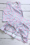 Patel floral & coquette bow printed crop top and pleaded skort. GSD013004-AMY