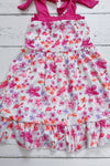 Flamingo printed girls dress with ruffle hem. GSD013023-SOL