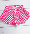White & fuchsia Checkered printed Hi-Performance Shorts. SS020404-SOL