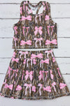 Camouflage coquette bow printed crop top & skort. GSD013005-AMY