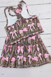 Camouflage coquette bow printed crop top & skort. GSD013005-AMY