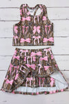 Camouflage coquette bow printed crop top & skort. GSD013005-AMY