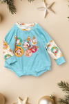 ❄️UNISEX/ CHARACTER PRINTED BABY ROMPER, CHRISTMAS ORNAMENT ROMPER. TT-2023 JEA