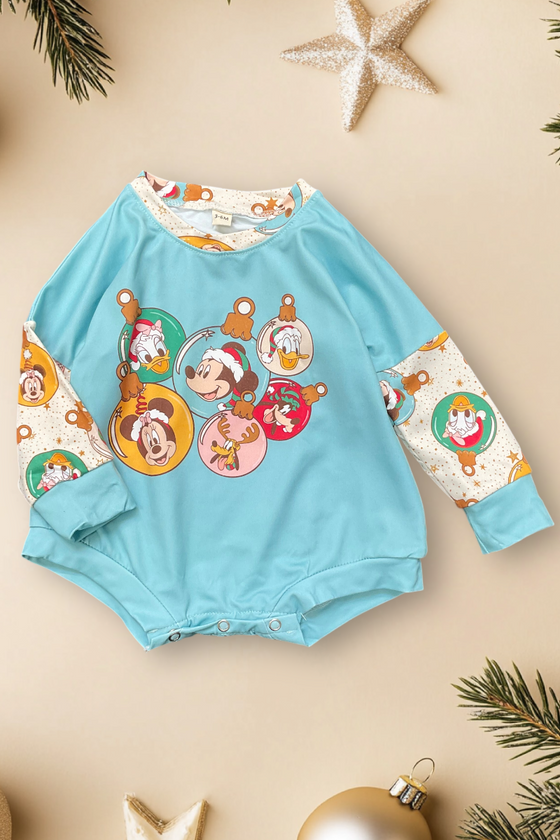 ❄️UNISEX/ CHARACTER PRINTED BABY ROMPER, CHRISTMAS ORNAMENT ROMPER. TT-2023 JEA