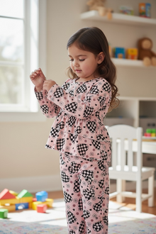  Checker heart printed girls tunic & pants. OFG60080 AMY