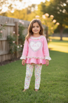 Love pink ruffle top & floral leggings. OFG60028 JEAN