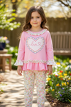 Love pink ruffle top & floral leggings. OFG60028 JEAN