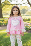 Love pink ruffle top & floral leggings. OFG60028 JEAN