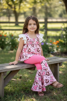  Western heart printed tunic & bell bottoms. OFG60079 AMYy