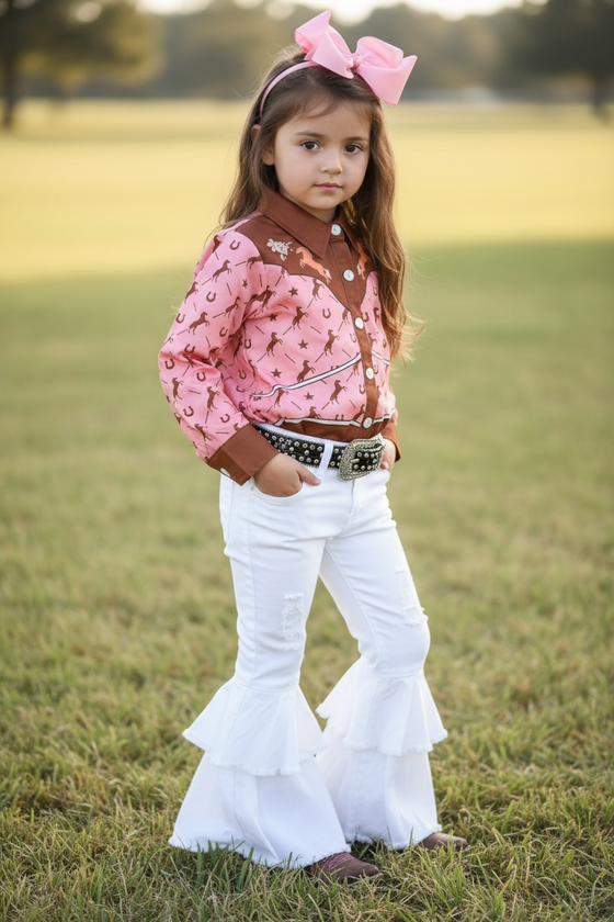 Deep white distressed double layer denim pants. PNG65153032-AMY