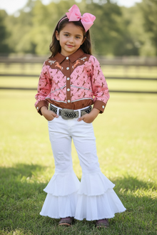  Deep white distressed double layer denim pants. PNG65153032-AMY