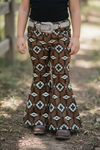 Brown aztec printed bootcut denim pants. PNG25153091 amy