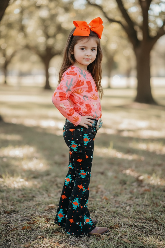 Black Aztec denim pants. PNG15154001 AMY