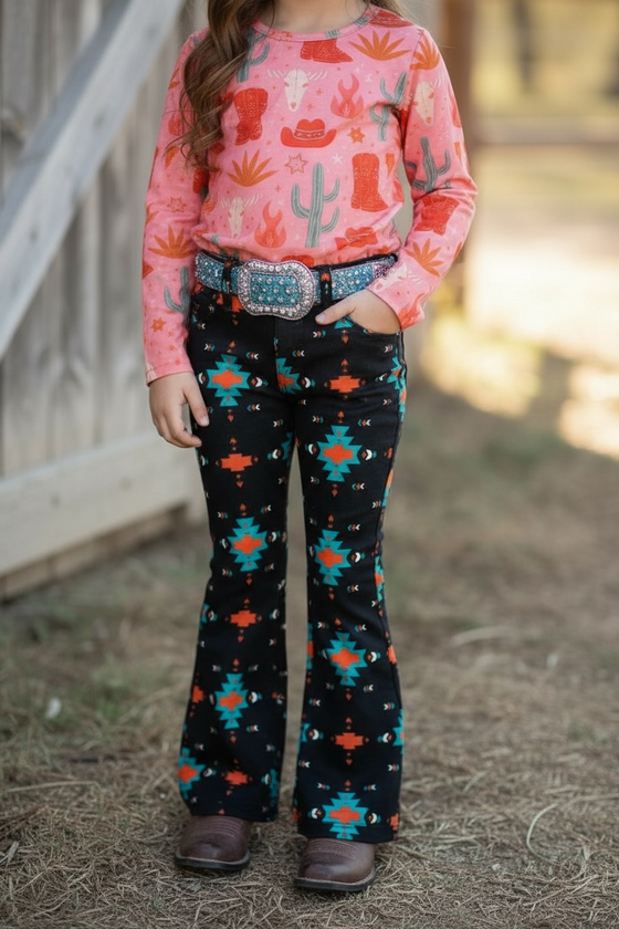 Black Aztec denim pants. PNG15154001 AMY