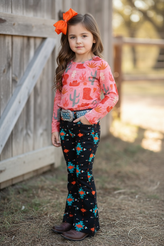 Black Aztec denim pants. PNG15154001 AMY