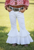 Deep white distressed double layer denim pants. PNG65153032-AMY