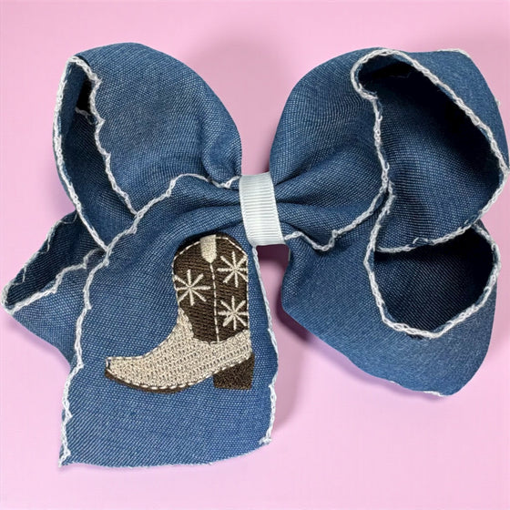 5.5" western -Embroidered hair bow. 4pcs/$12.00 BW-DSG-B293