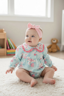  Pastel floral printed bodysuit w/ long sleeve. RPG15154009 jea