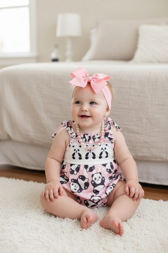 EMBROIDERED PANDA BABY bodysuit W/SNAPS. RPG251723029-AMY