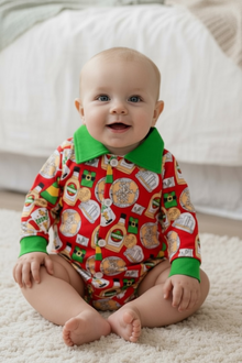  ❄️Multi-printed baby bodysuit w/collar. LR060704