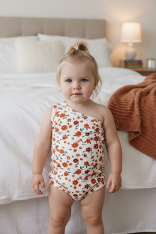  Cold shoulder ditsy floral bodysuit with snaps. RPG50974 AMY