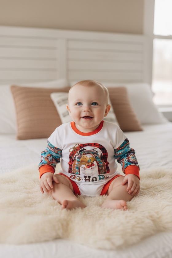 Ho ho ho Santa printed boys baby romper .LR050405-JEANNE