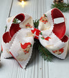 6" 2 Layer ribbon hair bow-Santa printed & glittery ribbon. 4pcs/$12.00