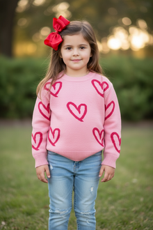  Pink Heart printed knit sweater. TPG60030 Jean