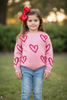 Pink Heart printed knit sweater. TPG60030 Jean