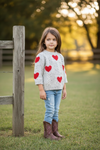 Heart printed knit sweater with pressed pearls. TPG51684 SOL