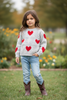Heart printed knit sweater with pressed pearls. TPG51684 SOL