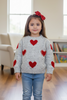 Heart printed knit sweater with pressed pearls. TPG51684 SOL
