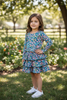 Floral printed long sleeve crop top & ruffle layered skort. OFG60156 SOL