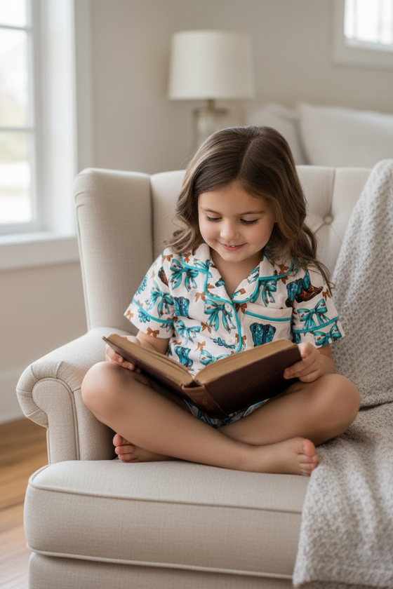 Western printed pajamas 2 piece set. PJG50694 sol