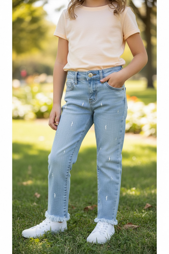 Embroidered bolt denim ankle jeans. PNG25153079-AMY