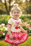 Cherry printed top and skort. OFG60142 AMY