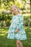 Easter bunny floral printed tiered dress. DRG60371 SOL