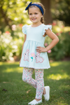 Easter bunny applique stripe tunic & floral leggings. OFG60106 JEAN