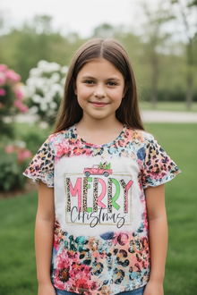  Merry Christmas" girls multi-printed tee shirt. TPG501522021-Girls
