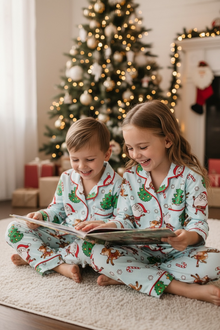  Santa printed unisex pajamas set. PJG40187