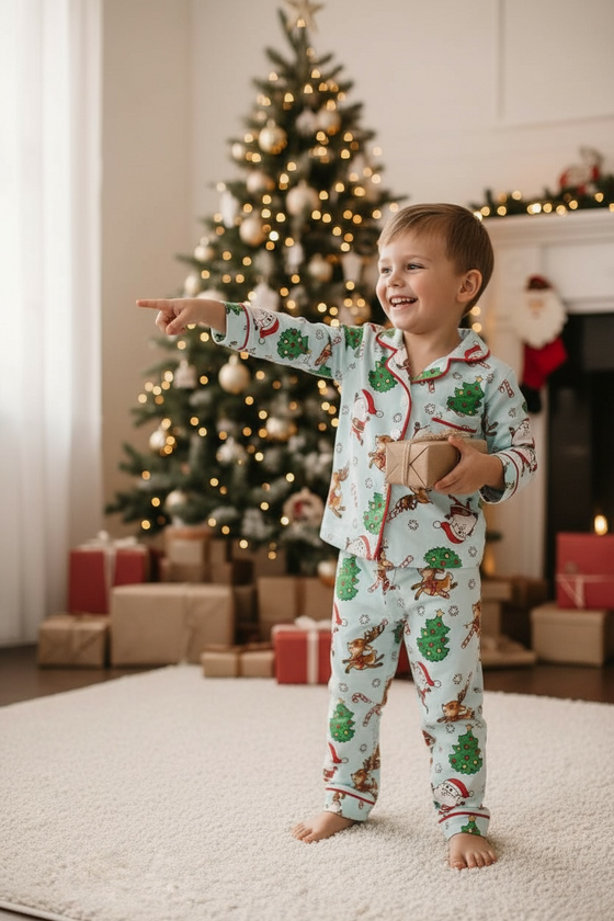 Santa printed unisex pajamas set. PJG40187